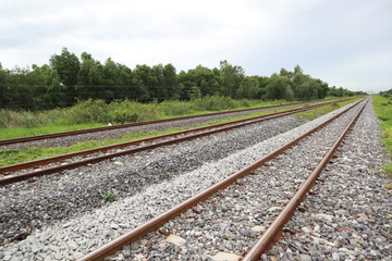 Fototapeta na wymiar railway in countryside can go to north of Thailand by this way