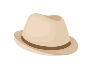 Classic beige hat for men. Vector illustration on white background.