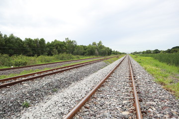 Fototapeta na wymiar duo railway in the countryside
