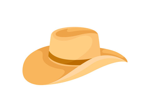 Orange hat with wide curved brim for men. Vector illustration on white background.