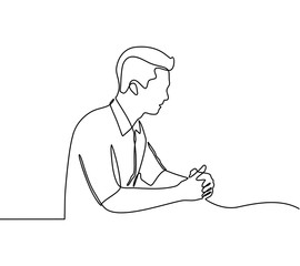 Continuous line drawing of businessmen are sitting relaxed. vector illustration isolated on white background