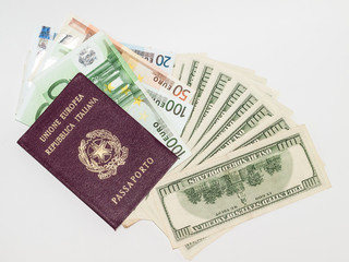 dollars and euro and passport - gangster terrorism