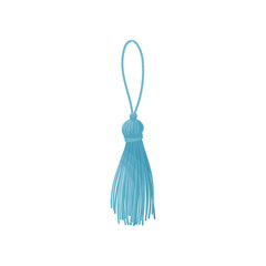 Blue tassel from threads. Vector illustration on white background.