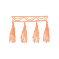 Pink braid of threads. Vector illustration on white background.