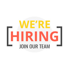 We are hiring poster or banner design. Job vacancy advertisement concept. Vector illustration.