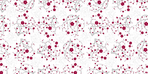 Plum blossom background. Seamless pattern.Vector. 有機的なパターン