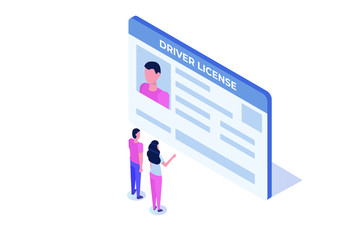 Car driver license, id card icon isometric concept. Vector illustration.