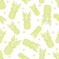 Seamless pattern with pineapples. Tropical fruit.