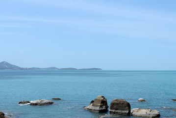 Beautiful coastal seascape with stones. Samui island, Thailand