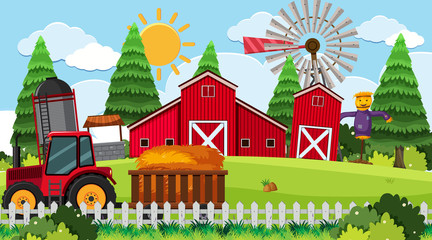 Tractor on farm scene © brgfx