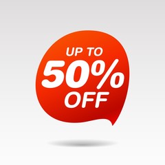 Discount up to 50 percent off speech bubble