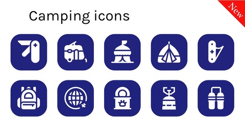 camping icon set