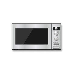 Realistic smart microwave oven vector illustration isolated on white background.