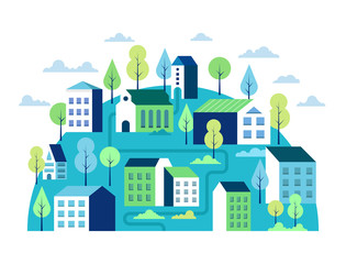 City landscape concept. Geometric urban scene.Vector illustration.