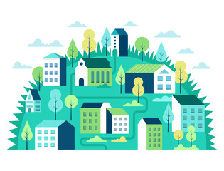 City landscape concept. Geometric urban scene.Vector illustration.