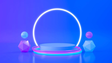 Circle stage neon light. abstract futuristic background - 277642124