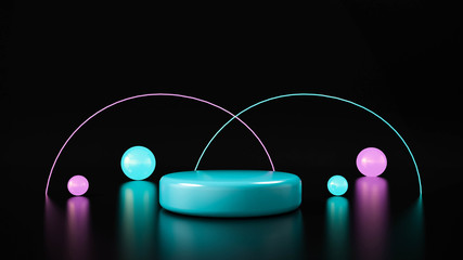 Circle stage neon light. abstract futuristic background - 277642133