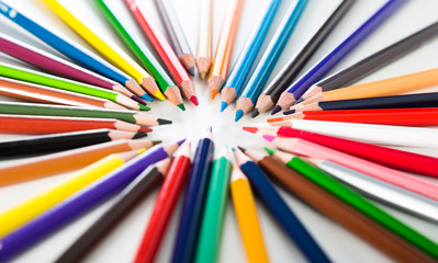 Fototapeta premium colored pencils lying circle