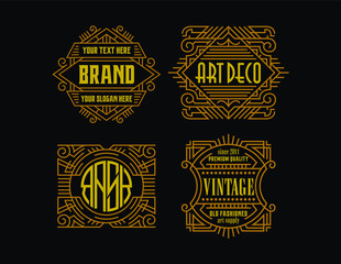 Vintage Badges Modern Minimalism Line Art Ornament Frame Decorative Old Fashioned Graphic Design Retro Element