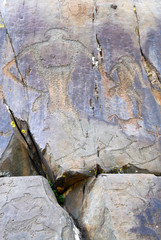Kalbak-Tash petroglyphs (4th millennium BC - 1st millennium AD). 723th km of Chuya trakt. Altai Republic, Siberia, Russia.