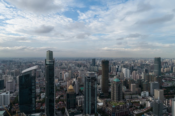 Naklejka na ściany i meble Aerial View of Jing'an district in Shanghai city
