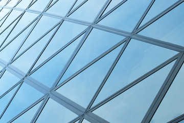 Modern architecture business building details steel and glass facade background .