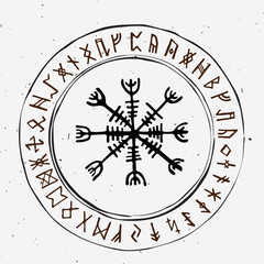Futhark norse islandic and viking runes set. Magic hand draw symbols as scripted talismans. Vector set of ancient runes of Iceland. Galdrastafir, mystic signs of early North magic. Ethnic norse viking