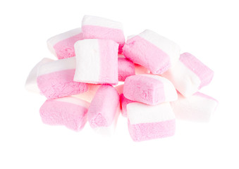 White-pink marshmallow isolated on white background
