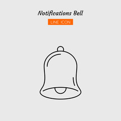 line icon symbol, application online shopping store marketplace notifications bell, Isolated flat outline vector design