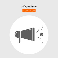 solid icon symbol, application online shopping store marketplace megaphone, Isolated flat silhouette vector design