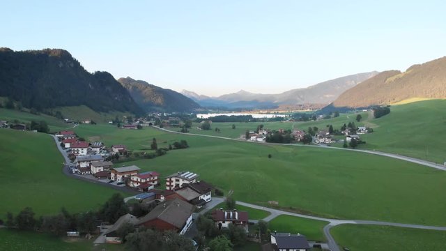 Drone shot of Walchsee in Austria.