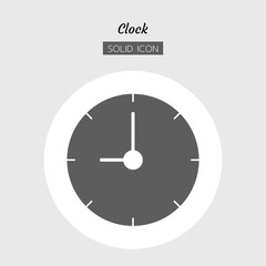 solid line icon symbol, clock and time Isolated flat silhouette vector design