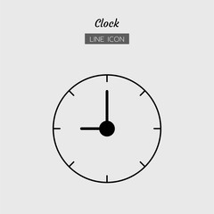 line icon symbol, clock and time Isolated flat outline vector design