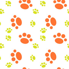 Vector seamless pattern with cat or dog,kitten or puppy footprints. Can be used for wallpaper,fabric, web page background, surface textures.