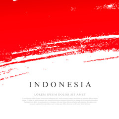 Flag of Indonesia. Brush strokes drawn by hand.