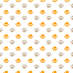 Vector seamless pattern with cat or dog,kitten or puppy footprints. Can be used for wallpaper,fabric, web page background, surface textures.
