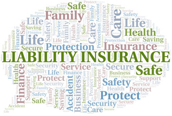 Liability Insurance word cloud vector made with text only.