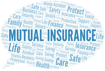 Mutual Insurance word cloud vector made with text only.