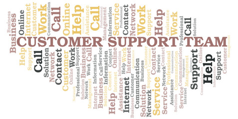 Customer Support Team word cloud vector made with text only.