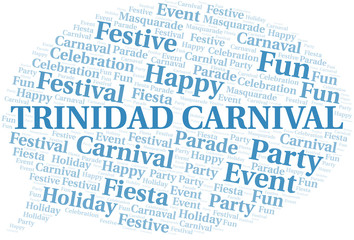 Trinidad Carnival word cloud vector made with text only.