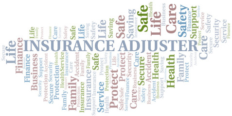 Insurance Adjuster word cloud vector made with text only.