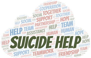 Obraz premium Suicide Help word cloud. Vector made with text only.