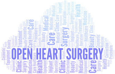 Open Heart Surgery word cloud vector made with text only.