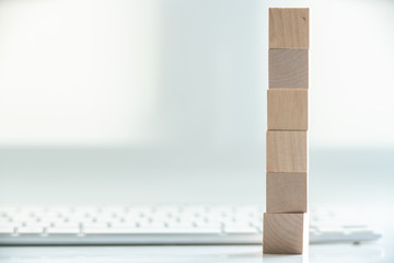 Building Blocks on table with white background