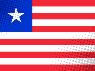 Vector image of the flag of Liberia with a dot texture in the style of comics