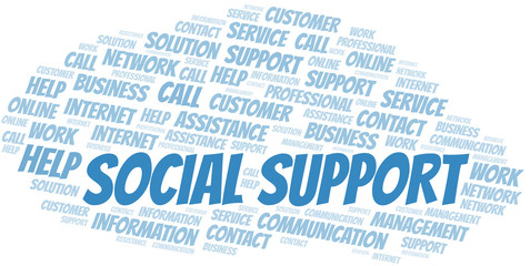 Social Support word cloud vector made with text only.