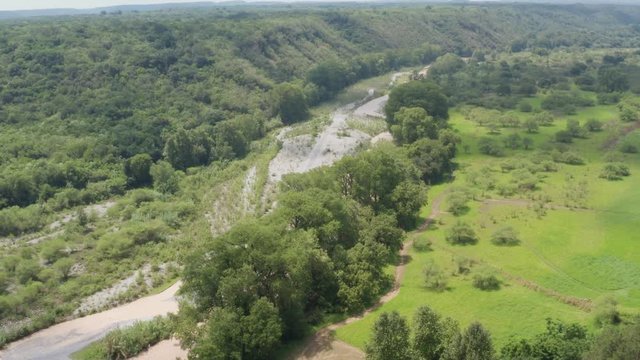 aerial shot of rio pilon in montemorelos nuevo leon mexico
