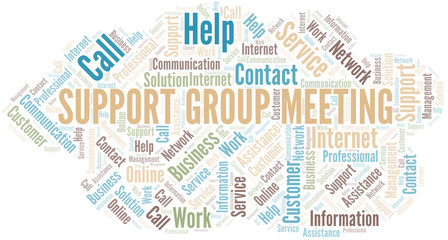 Support Group Meeting word cloud vector made with text only.