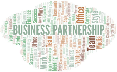 Business Partnership word cloud. Collage made with text only.