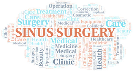 Sinus Surgery word cloud vector made with text only.